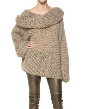 Romwe Off-shoulder Chunky Camel Sweater