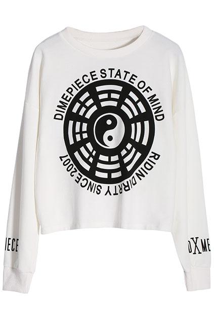 Romwe Tai Chi Operator Print Sweatshirt