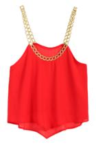 Romwe Chain Strap Red Vest