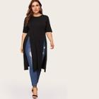 Romwe Plus Split Longline Tee