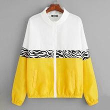 Romwe Cut-and-sew Animal Panel Jacket