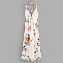 Romwe Floral Print Criss Cross Back Dress