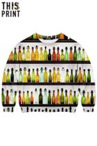 Romwe This Is Print Colorful Bottles Print Long-sleeved Sweatshirt
