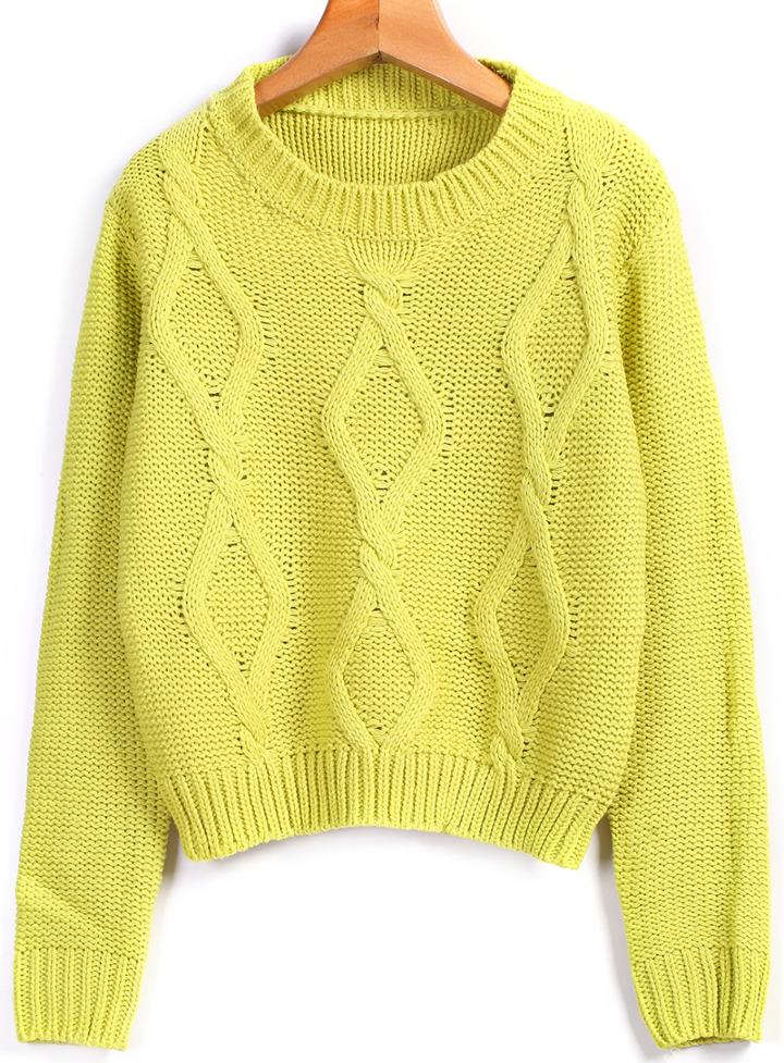 Romwe Diamond Cable Knit Loose Sweater