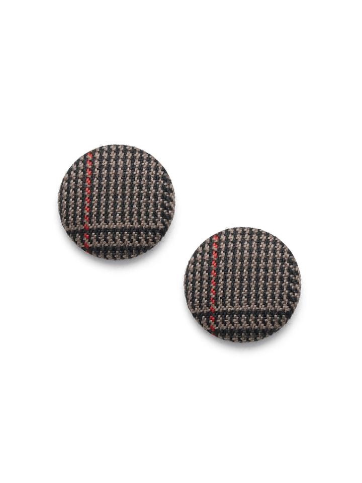 Romwe Gingham Print Round Stud Earrings
