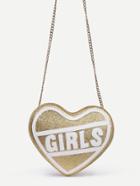 Romwe Gold Heart Shaped Letter Patch Glitter Bag