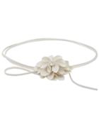 Romwe White Leather Cord Embellished Flower Belts