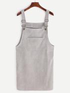 Romwe Grey Corduroy Overall Dress With Pocket