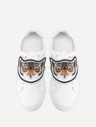 Romwe Tiger Embroidery Low Top Pu Sneakers