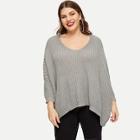 Romwe Plus Batwing Sleeve Solid Jumper