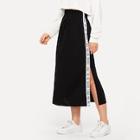 Romwe Split Lettering Side Jersey Skirt