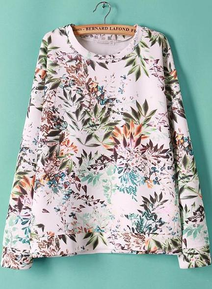 Romwe Maple Leaf Print Sweatshirt