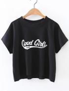 Romwe Black Print Raglan Sleeve Crop Top