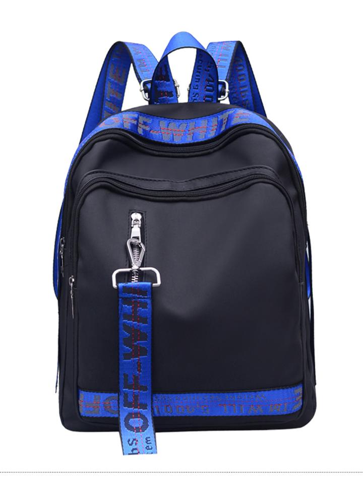 Romwe Two Tone Backpack With Slogan Tape