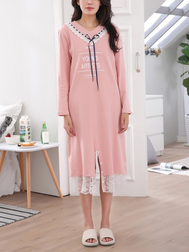 Romwe Contrast Lace Letter Print Night Dress