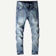 Romwe Men Straight Wash Jeans