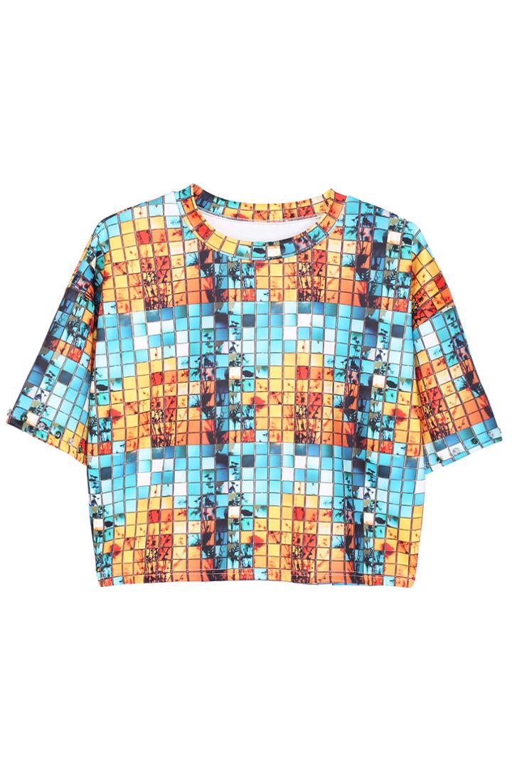Romwe Romwe Geometry Print Short-sleeved T-shirt