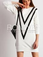 Romwe Beige Color Block Trims Sweatshirt Dress
