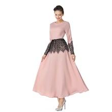 Romwe Lace Contrast Flare Dress