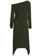 Romwe Army Green One-shoulder Asymmetrical Casual Dress