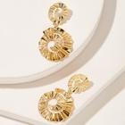 Romwe Double Ribbed Spiral Round Drop Earrings 1pair