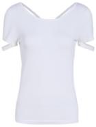 Romwe Back Criss Cross White T-shirt