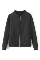Romwe Simple Sheer Black Jacket
