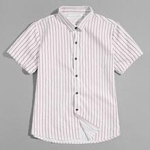 Romwe Men Striped Collar Shirt