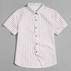 Romwe Men Striped Collar Shirt