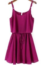 Romwe Spaghetti Strap Ruffle Chiffon Purple Dress