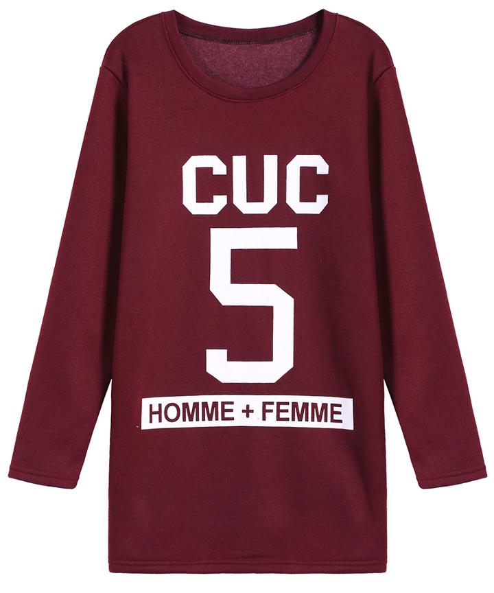 Romwe Cuc 5 Print Red Sweatshirt