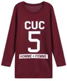 Romwe Cuc 5 Print Red Sweatshirt