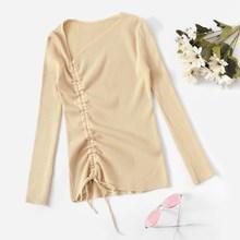 Romwe Drawstring Skinny Sweater