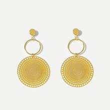 Romwe Hollow Round & Circle Drop Earrings