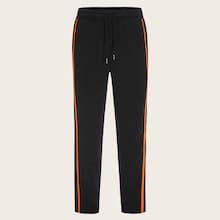 Romwe Guys Contrast Tape Side Drawstring Track Pants