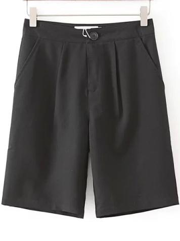 Romwe Vintage Slim Black Shorts