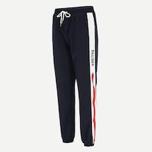Romwe Guys Letter Print Contrast Side Seam Drawstring Waist Pants