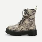 Romwe Snakeskin Pattern Lace-up Boots