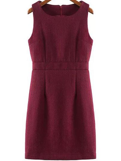 Romwe Sleeveless Woolen Tank Black Dress