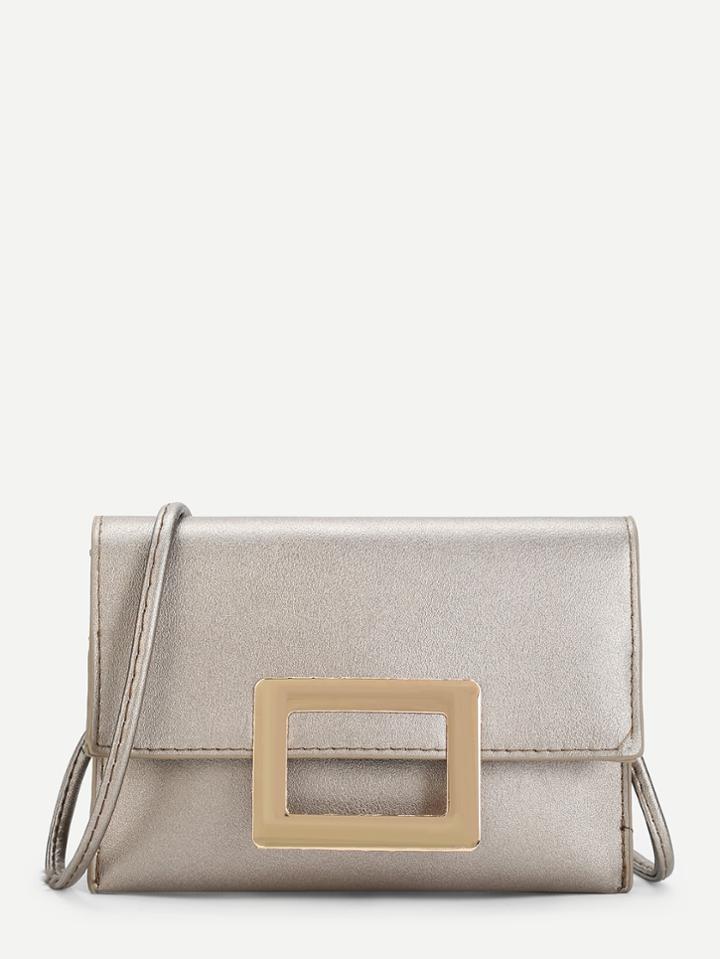 Romwe Mental Detail Crossbody Bag