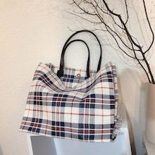 Romwe Plaid Canvas Tote Bag