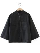 Romwe Black Band Collar Single Breasted Jacket