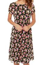 Romwe Little Floral Print Pleated Dress