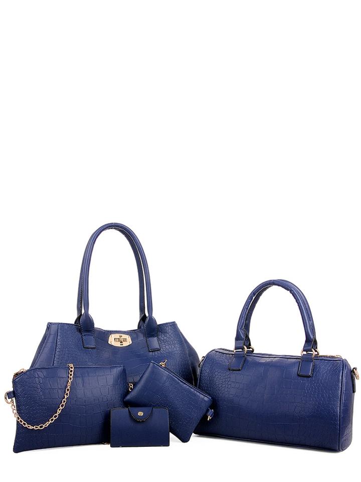 Romwe 5 Pcs Crocodile Pattern Shoulder Bags