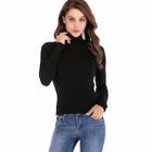 Romwe Solid Ribbed Fitted Jumper