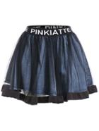 Romwe Contrast Mesh Pleated Denim Black Skirt