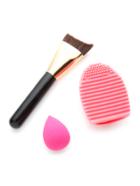 Romwe Makeup Brush And Cleaner With Puff