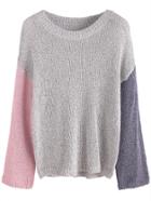 Romwe Color Block Dropped Shoulder Seam Sweater
