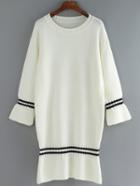 Romwe Striped Mermaid White Sweater Dress