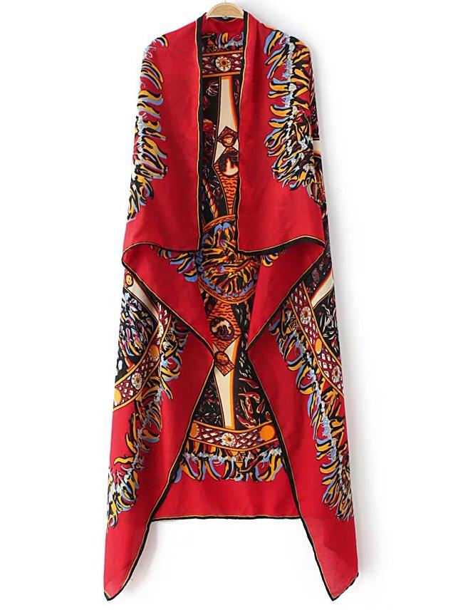 Romwe Red Printed Asymmetric Scarf